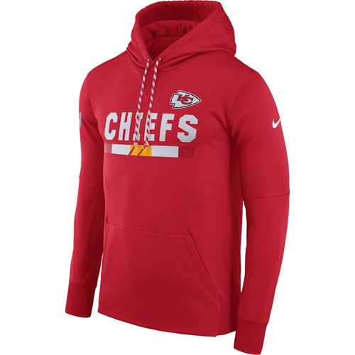 Men's Kansas City Chiefs Nike Red Sideline ThermaFit Performance PO Hoodie - Click Image to Close